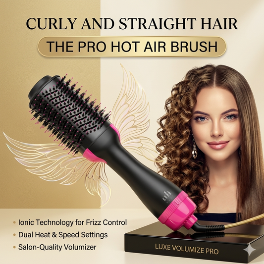 Hot Air Brush Multi-Function Hair Dryer Straightener Curler