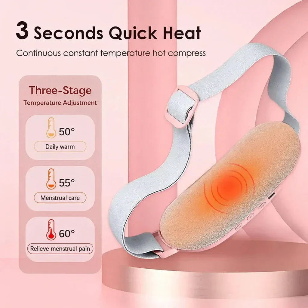Electric Period Cramp Massager Vibrator Heating Belt for Menstrual Relief Pain